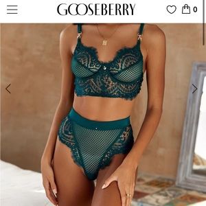 Gooseberry intimates forest green lingerie set